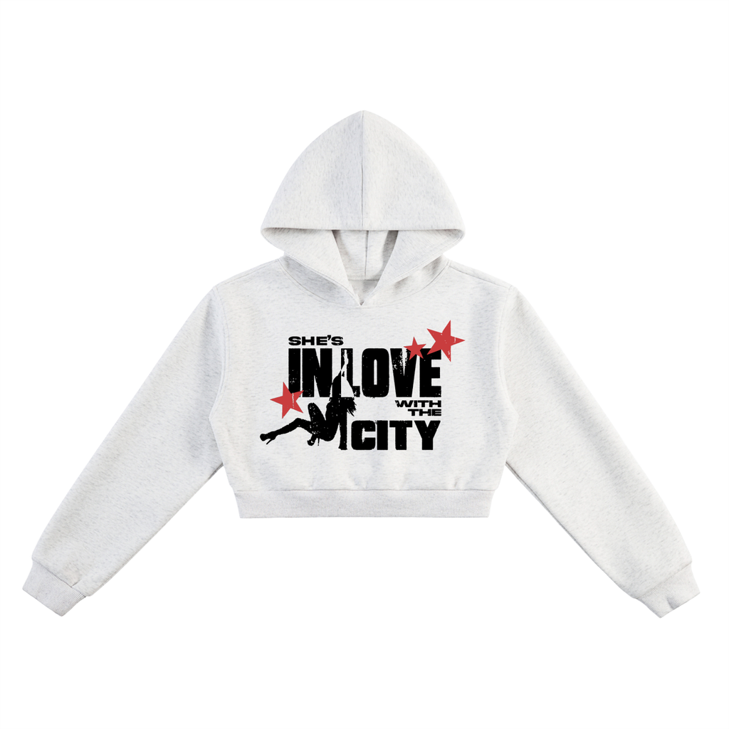 "In Love With The City" (LADYS) Cropped Hoodie - GREY