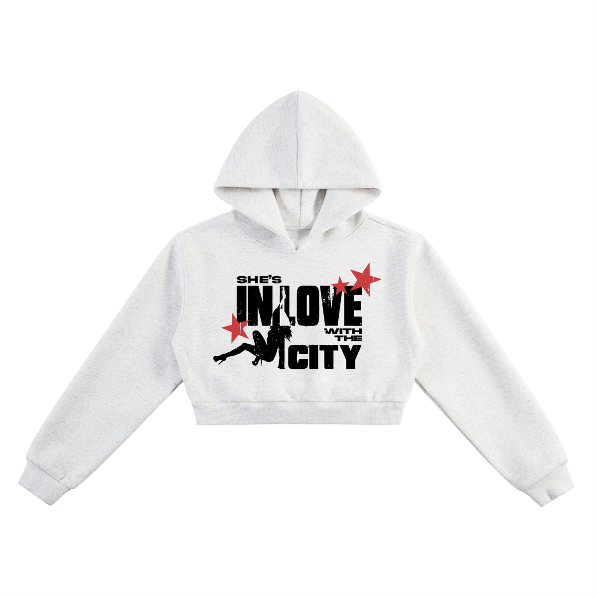"In Love With The City" (LADYS) Cropped Hoodie - GREY